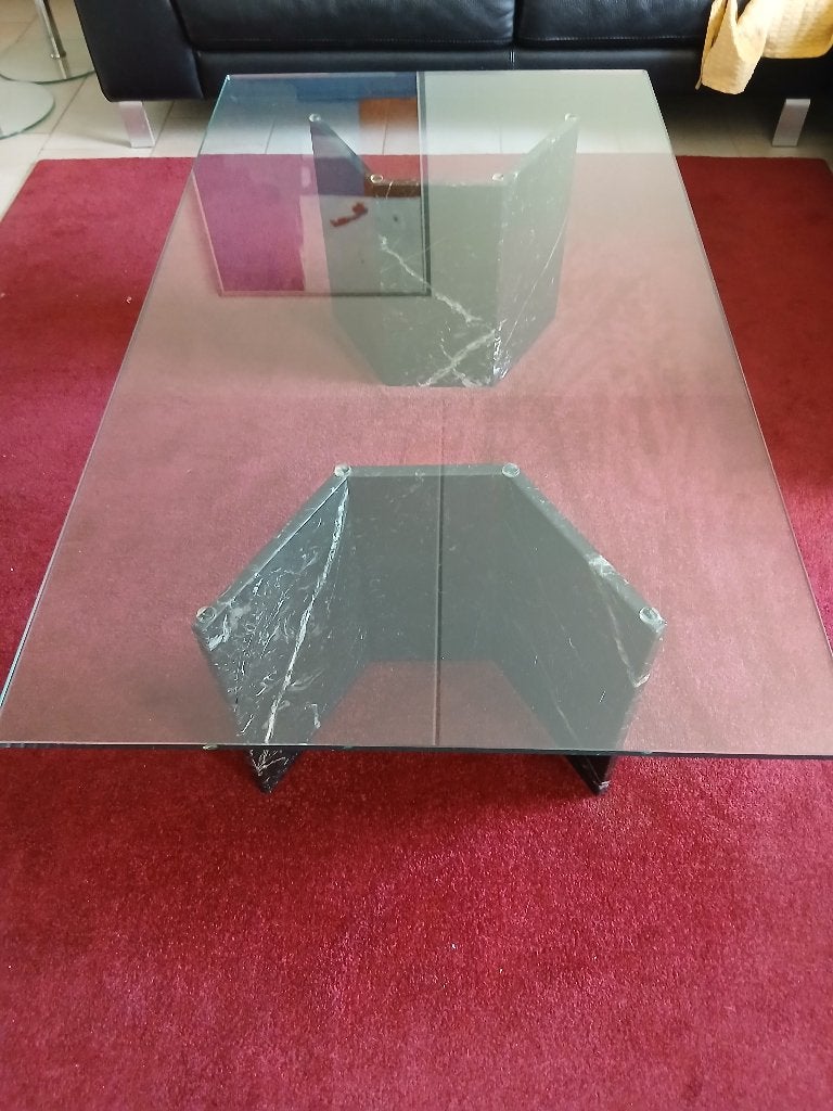 Glazen salontafel / marmer. gratis ophalen in Geleen, Ophalen, Gebruikt, 100 tot 150 cm, 50 tot 100 cm