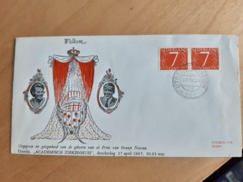 Herinneringsenveloppen geboorte Willem Alexander, € 3,=, Postzegels en Munten, Ophalen of Verzenden, Envelop