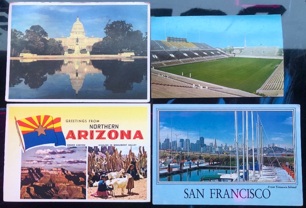 60 ansichtkaarten Verenigde Staten Postcards USA, Verzamelen, Ophalen of Verzenden, 1960 tot 1980, Gelopen, Buiten Europa