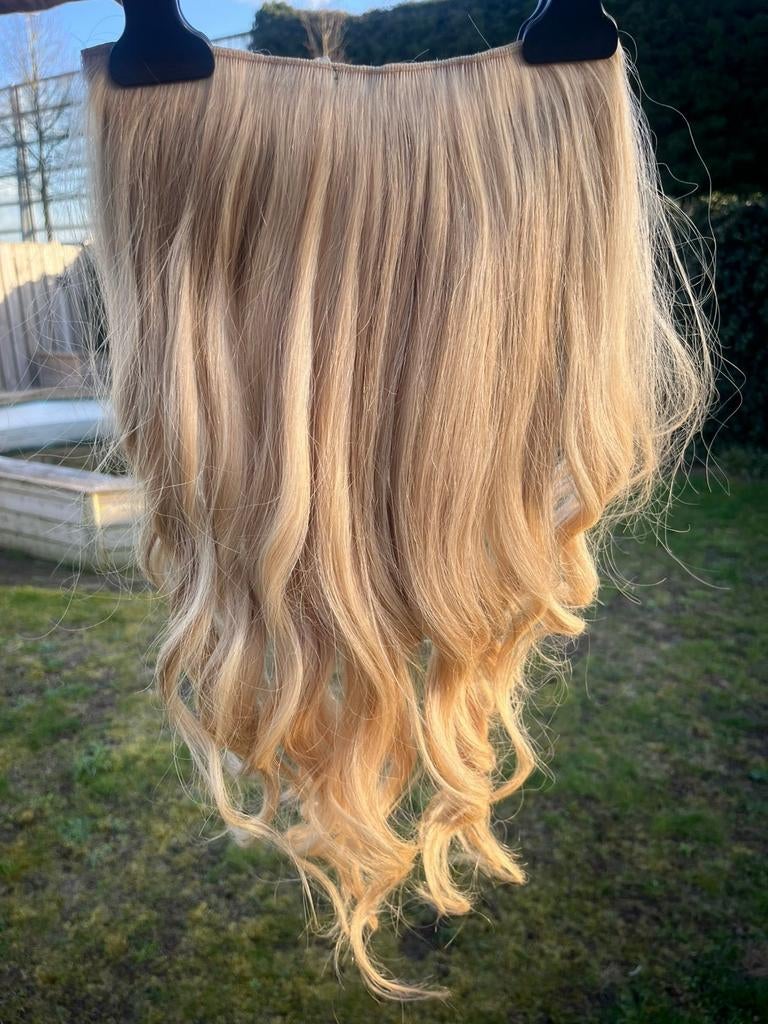 Blonde haarverlenging met clips, 50cm, licht golvend, Ophalen of Verzenden, Nieuw, Pruik of Haarverlenging