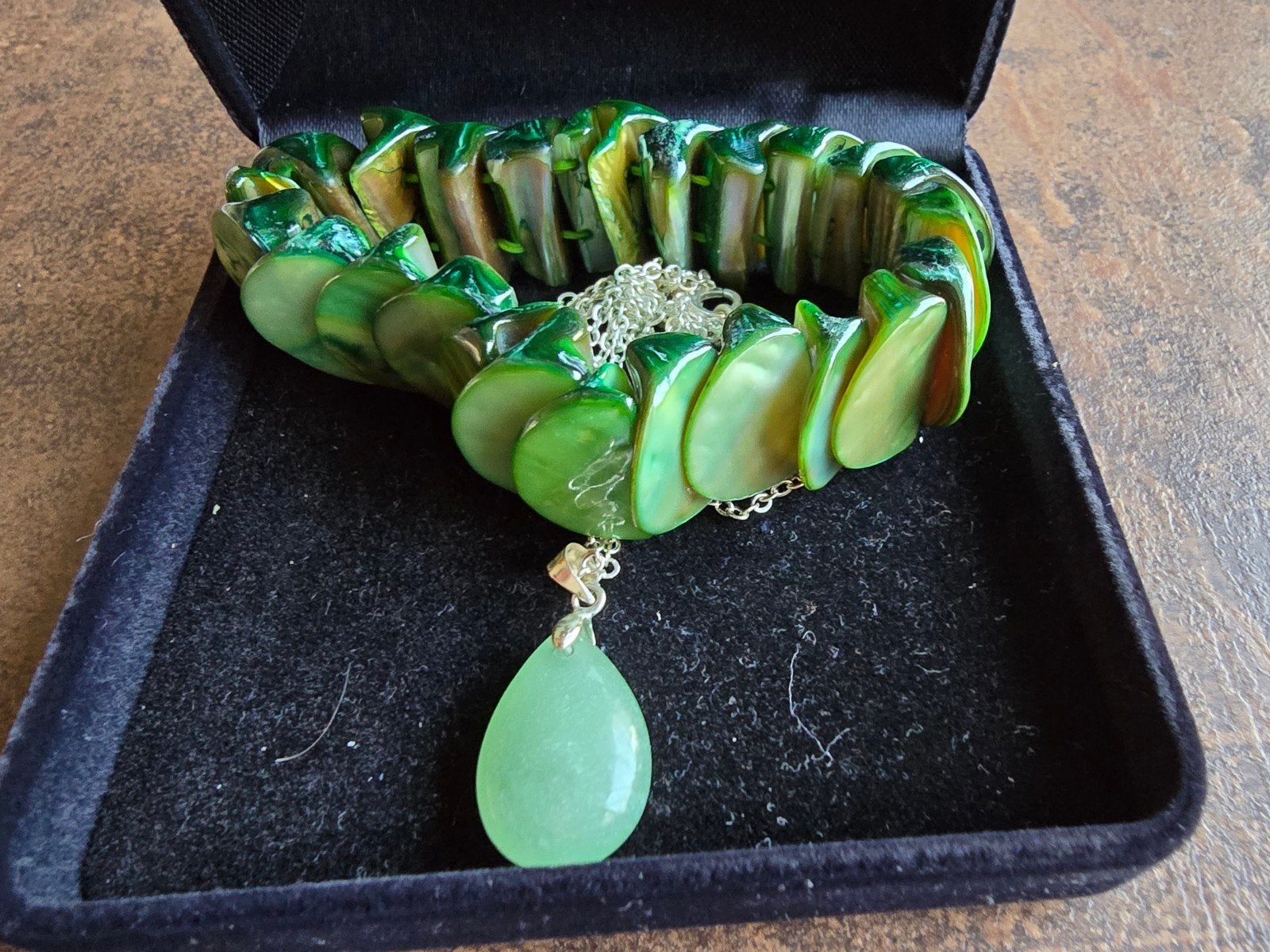 Luxe Groene Parelmoer Schelpen Armband + Vintage Ketting, Ophalen of Verzenden, Nieuw, Overige materialen