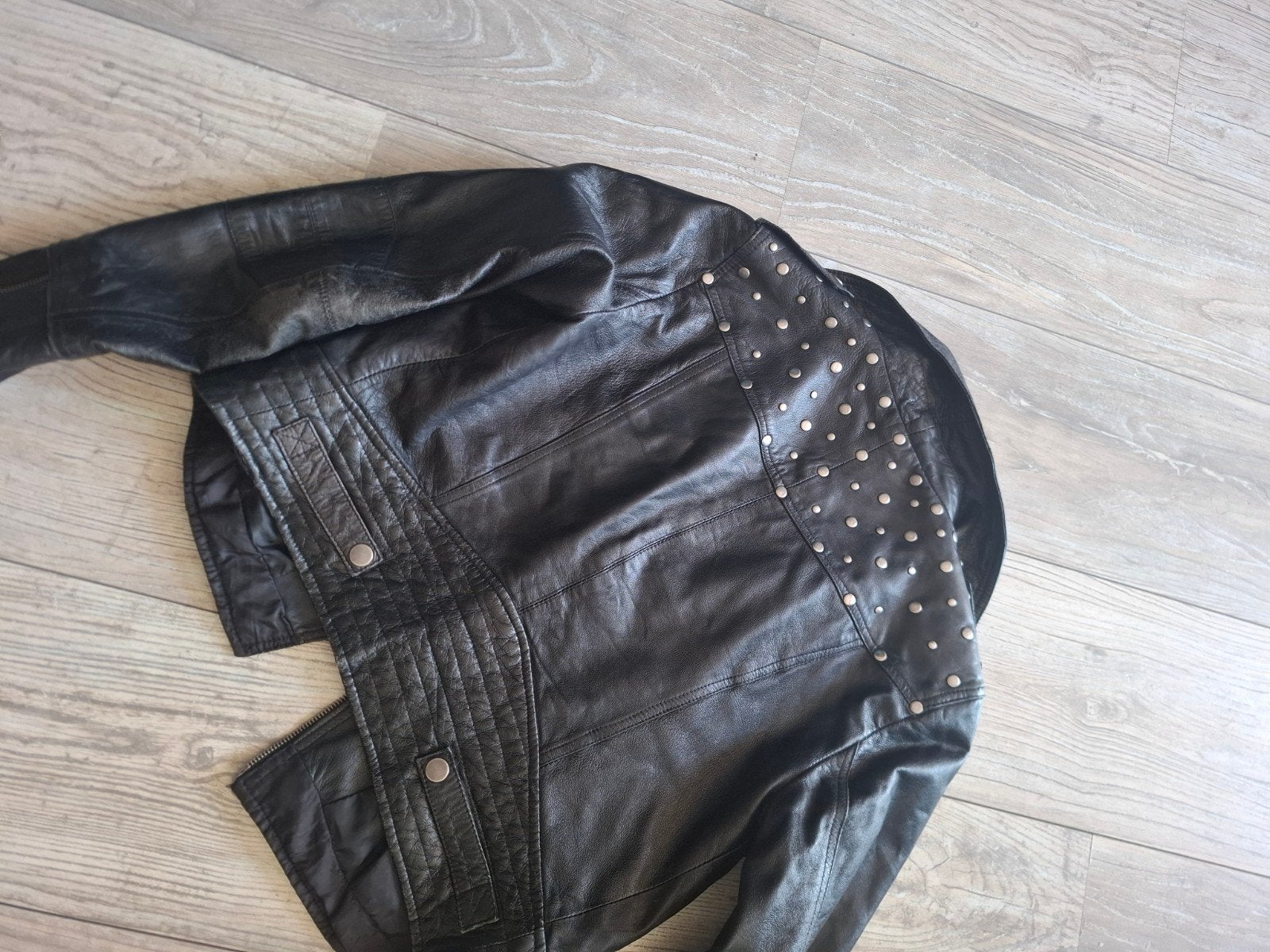 zwart lederen jack/jasje, Ophalen, Gedragen, Maat 38/40 (M), Zwart