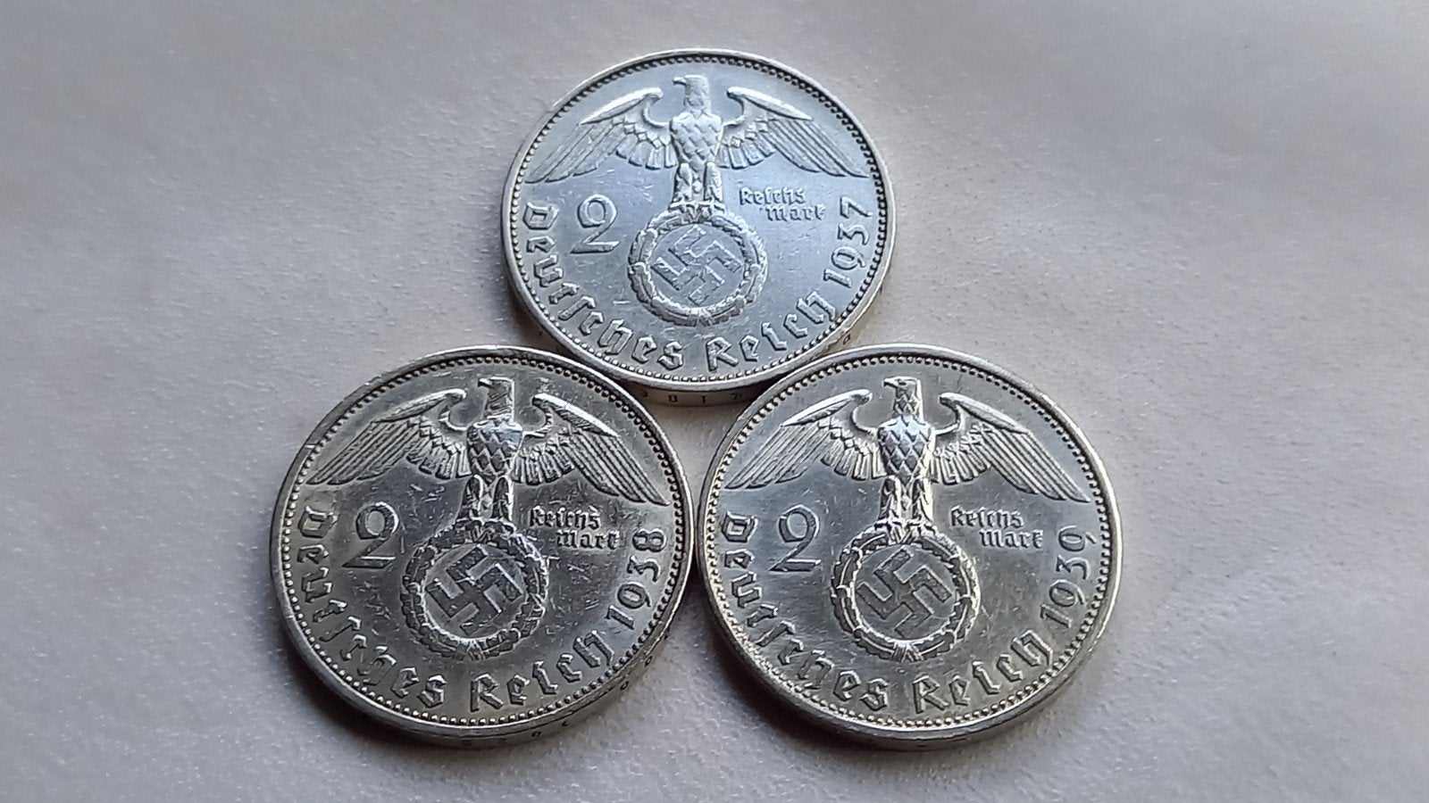 WO2 3x 2 Reichsmark zilver nazi duitsland 3, Ophalen of Verzenden, Duitsland, Setje, Zilver