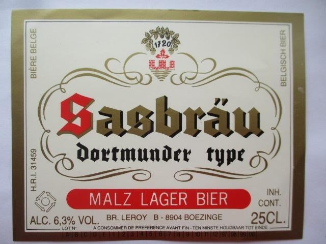 bieretiket Belgie 7-5 (15E) leroy, Ophalen of Verzenden, Gebruikt, Overige typen, Overige merken