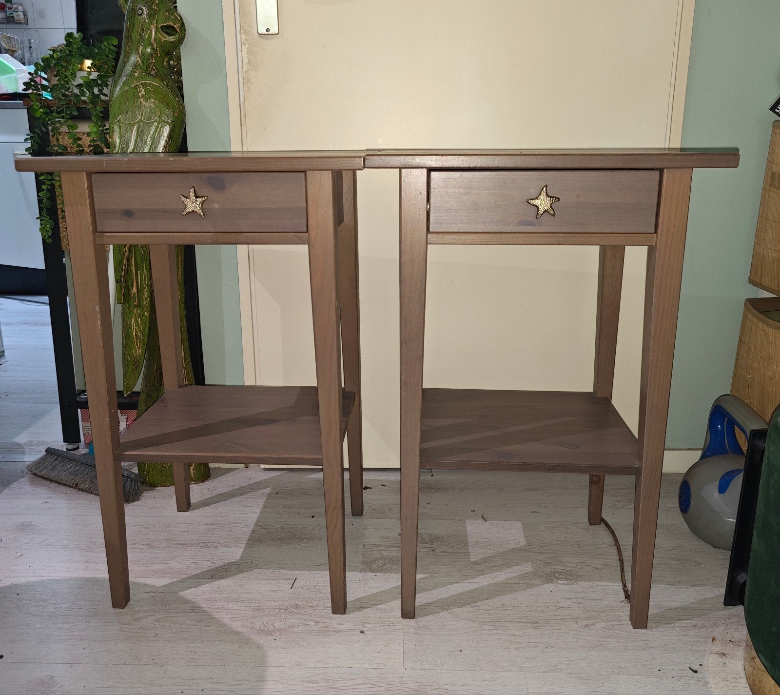 Nachtkastjes met lade en plank - Set van 2, Ophalen, Gebruikt, 45 tot 65 cm, 70 cm of meer
