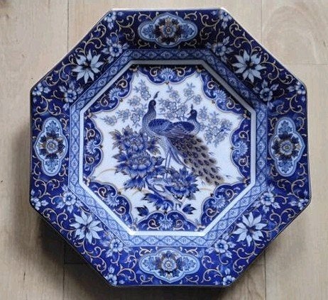 Decoratieve Japanse schaal met pauwenmotief, Ophalen