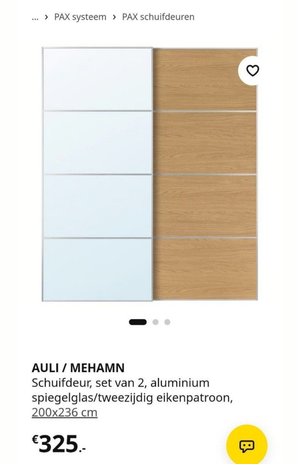 Pax kast schuifdeuren, Ophalen, Zo goed als nieuw, 50 tot 75 cm, 200 cm of meer