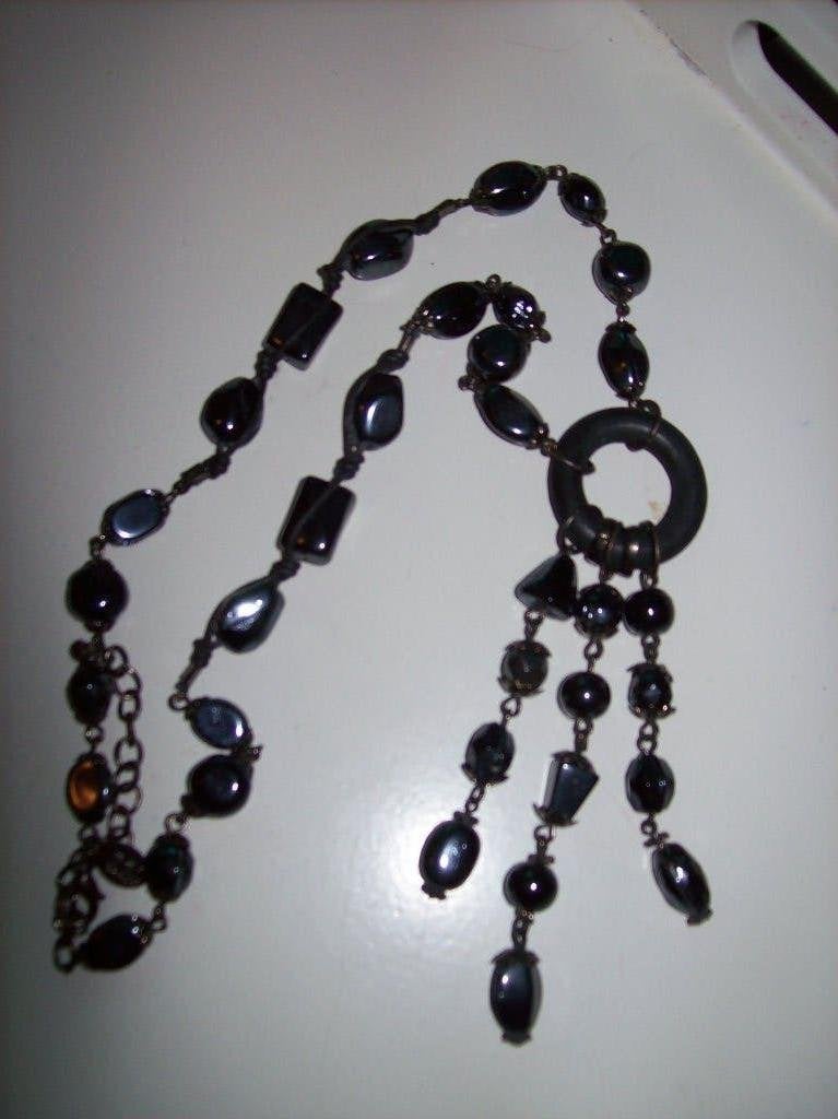 Ketting Zwart Stenen Mooi Model Fraaie Kwast hanger, Sieraden, Tassen en Uiterlijk, Kettingen, Verzenden, Zwart, Nieuw, Steen of Mineraal