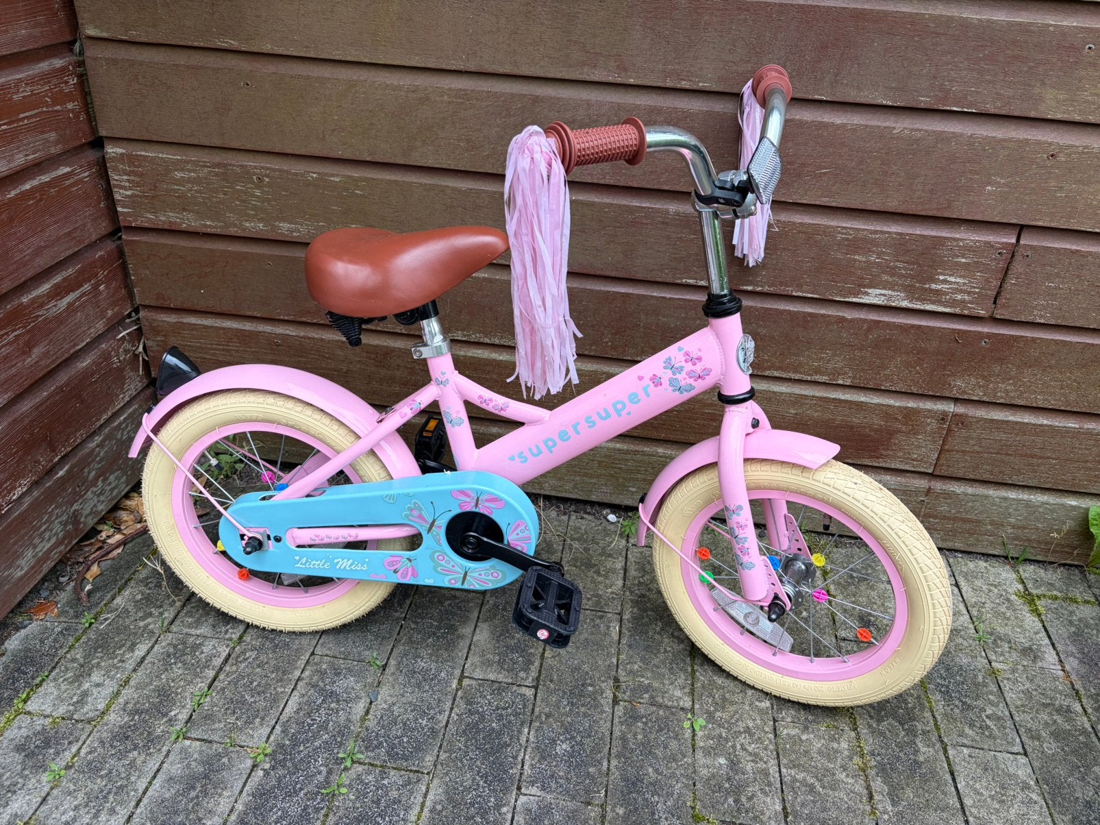 SuperSuper Little Miss 14 inch meisjesfiets roze - zgan, Fietsen en Brommers, Fietsen | Kinderfietsjes, Ophalen, Zo goed als nieuw