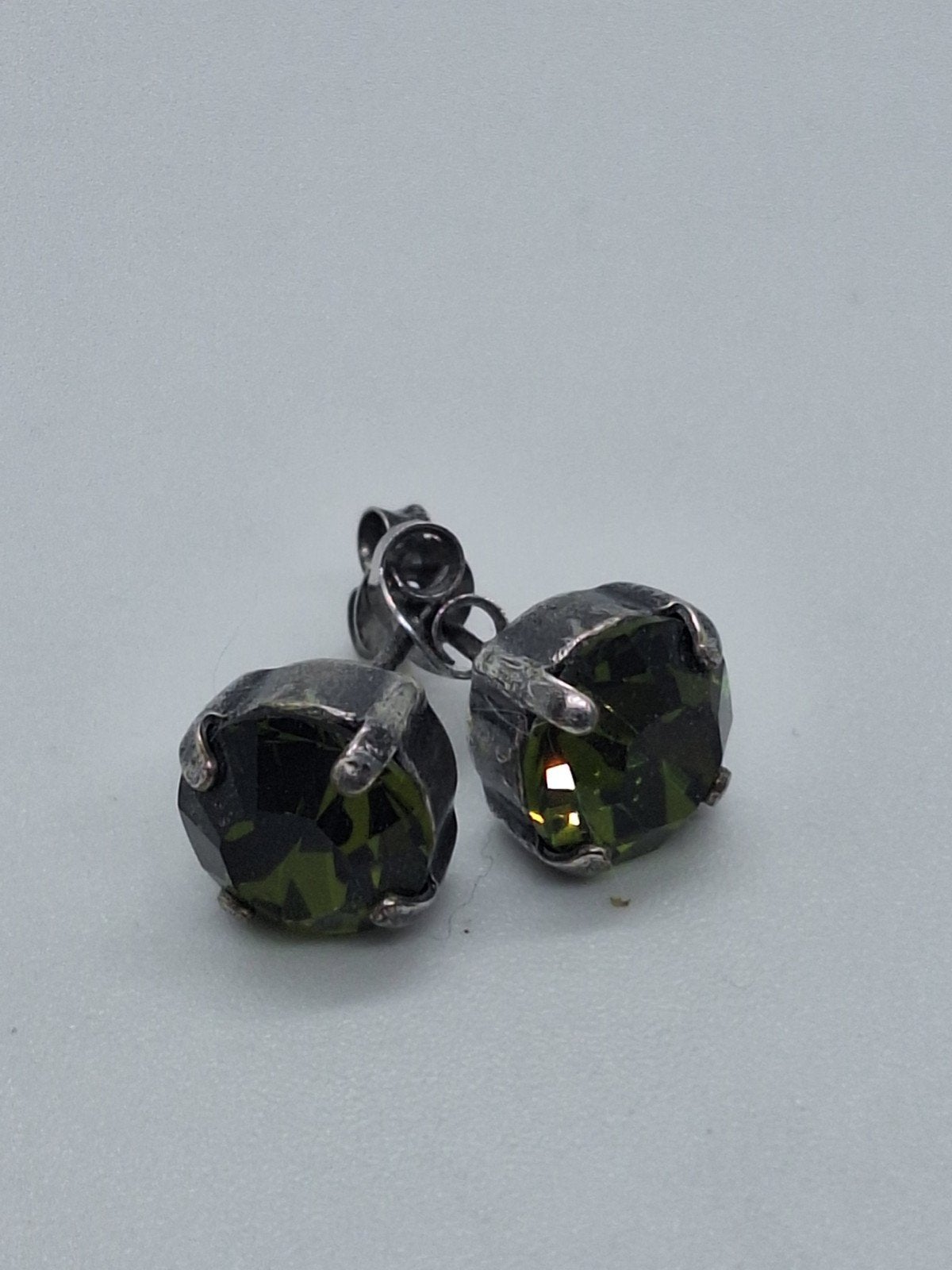 Vintage Zilveren Smaragd Groene Oorbellen, Sieraden, Tassen en Uiterlijk, Oorbellen, Gebruikt, Ophalen of Verzenden, Met edelsteen