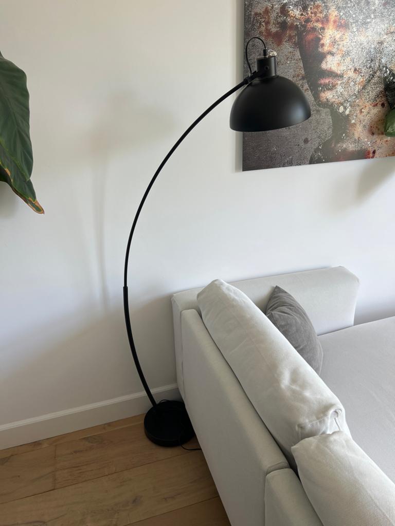 Zwarte Booglamp Vloerlamp Metaal, Ophalen of Verzenden, Gebruikt, Metaal, 150 tot 200 cm