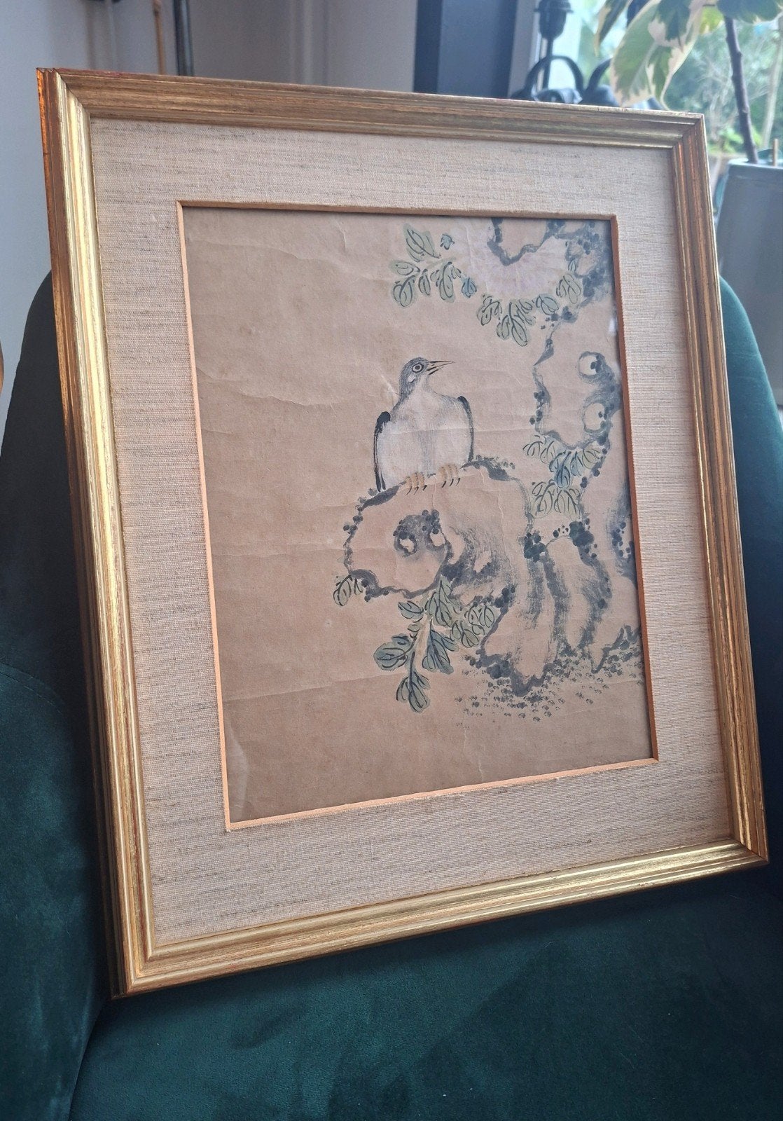 Japanse vogel-en-bloemenprent (kachō-e), Ophalen, Realistisch, Dieren, Ingelijst