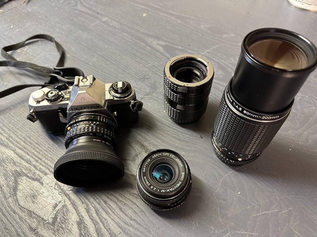 Pentax ME spiegelreflex, veel extra's, Ophalen, Gebruikt, Spiegelreflex, Pentax