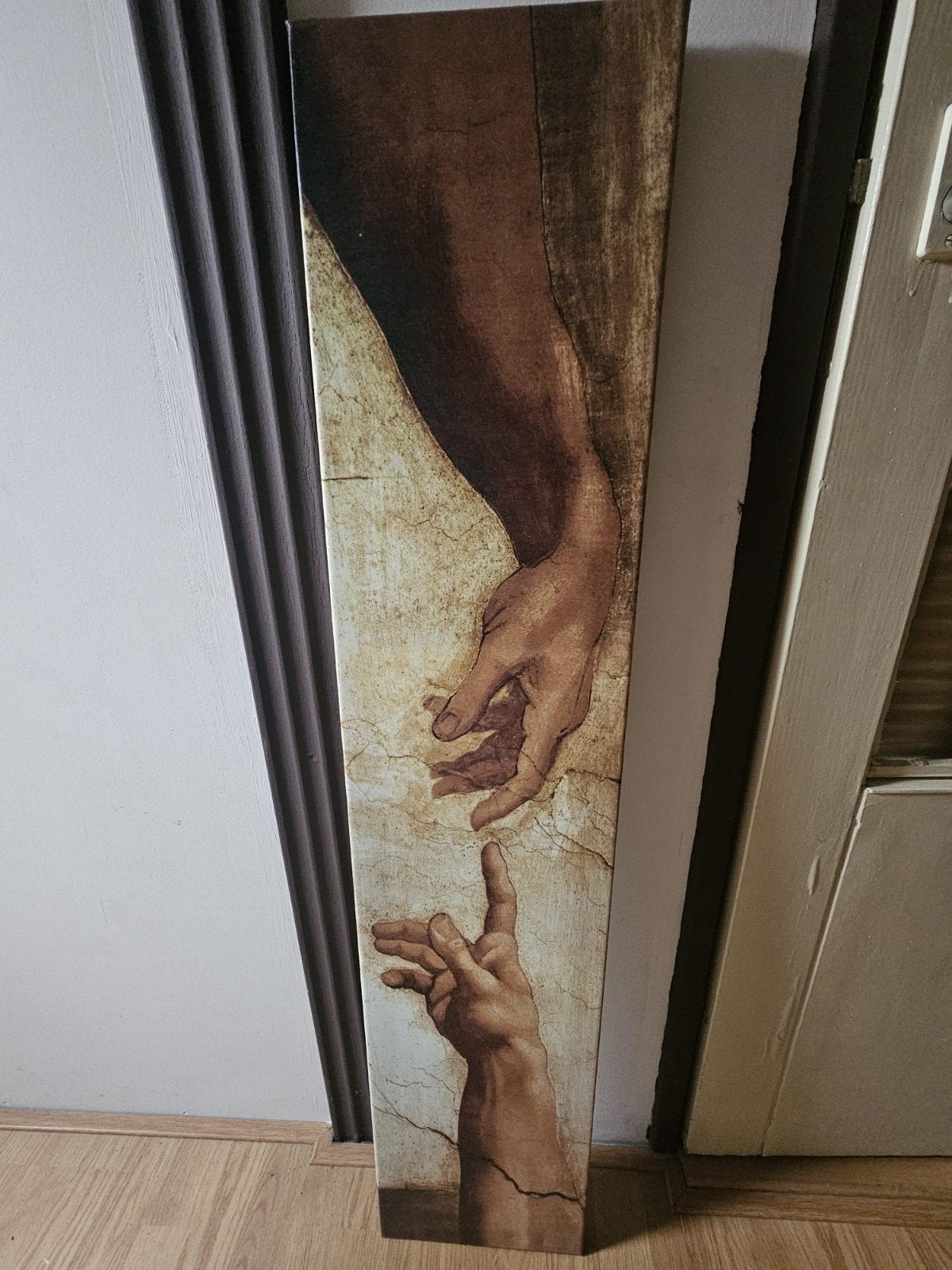 Canvas De schepping van Adam van Michelangelo., Ophalen of Verzenden, Zo goed als nieuw, 100 tot 125 cm, 5 – 50