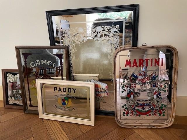 Lot van 5 pubspiegels Martini, Paddy, Camel., Looza, Cola, Verzamelen, Merken en Reclamevoorwerpen, Ophalen, Gebruikt, Reclamebord
