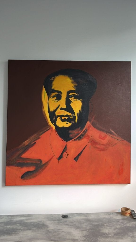 Handgeschilderd Pop Art schilderij Mao – 150x150 cm, Ophalen, 125 cm of meer, Zo goed als nieuw, Schilderij