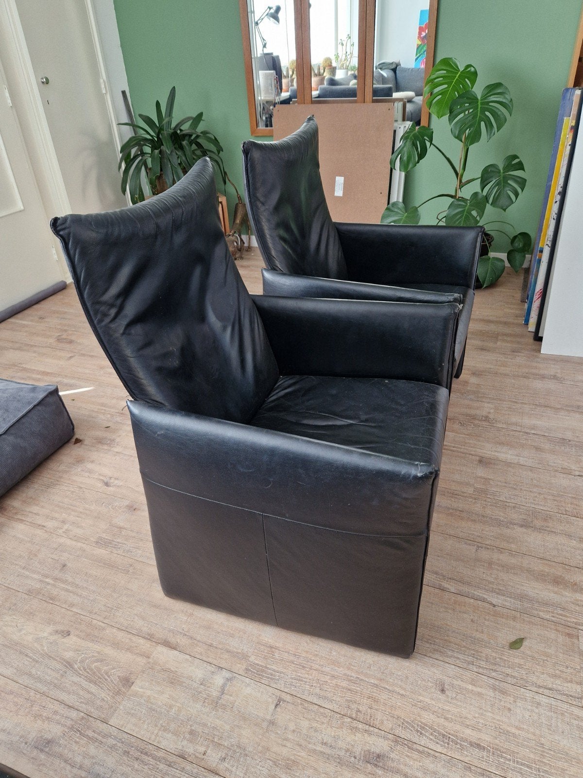 leolux zwarte leren fauteuil - Comfortabele stoel, Ophalen, Modern, Comfortabel, Gebruikt, 75 tot 100 cm