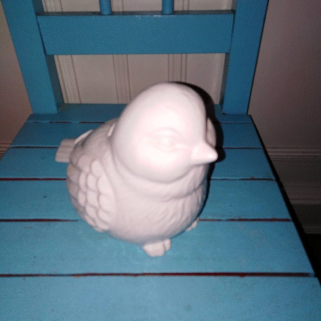 Vintage spaarpotje wit vogeltje van porselein, Ophalen, Gebruikt, Dier