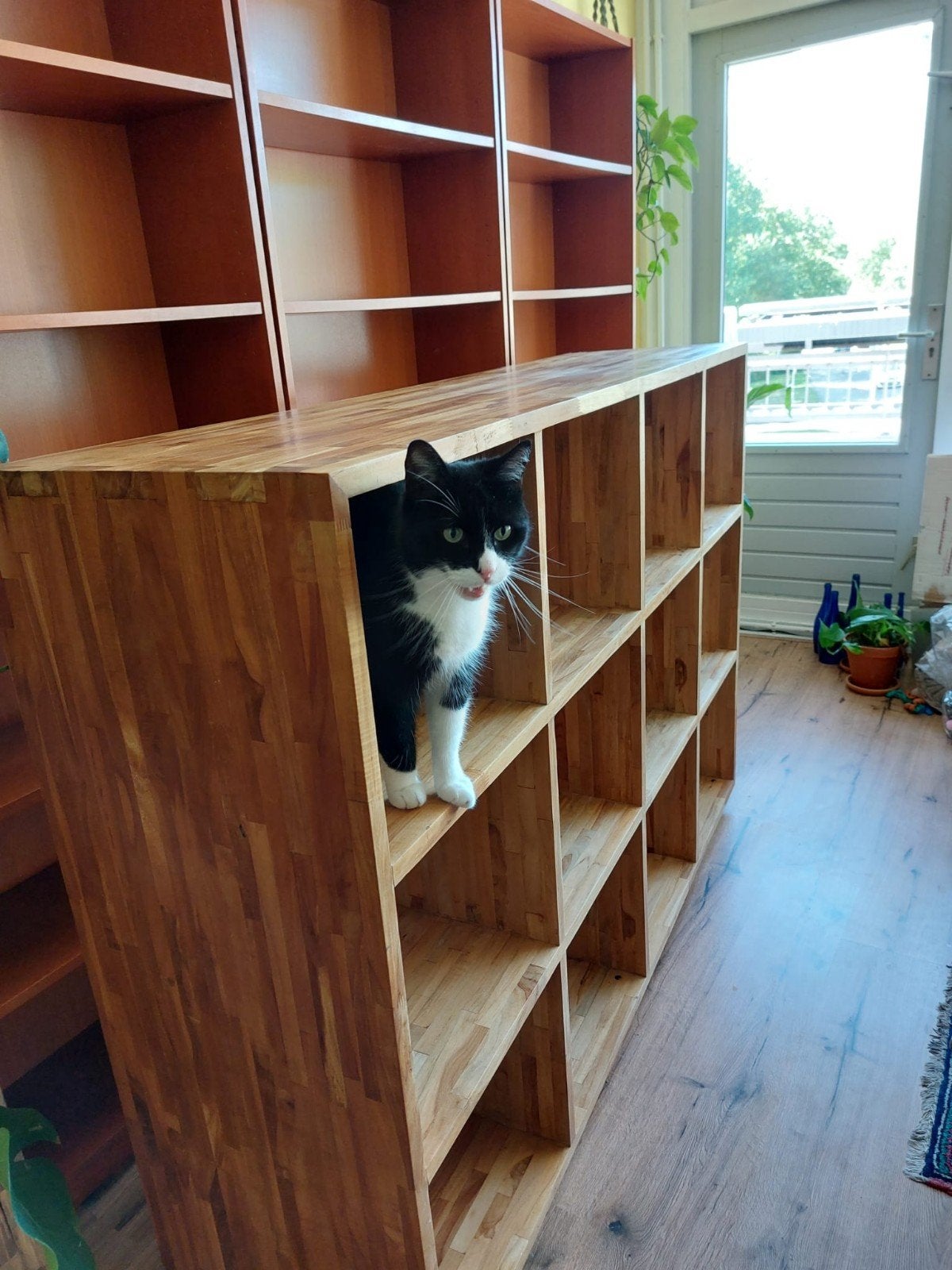 Massieve Teakhouten Boekenkast - Zware Kwaliteit, Huis en Inrichting, Met plank(en), Gebruikt, 100 tot 150 cm, 150 tot 200 cm