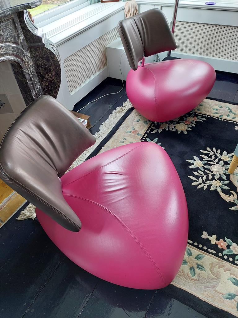 Leolux Pallone fauteuils (2), Ophalen, Gebruikt, 75 tot 100 cm, Leer