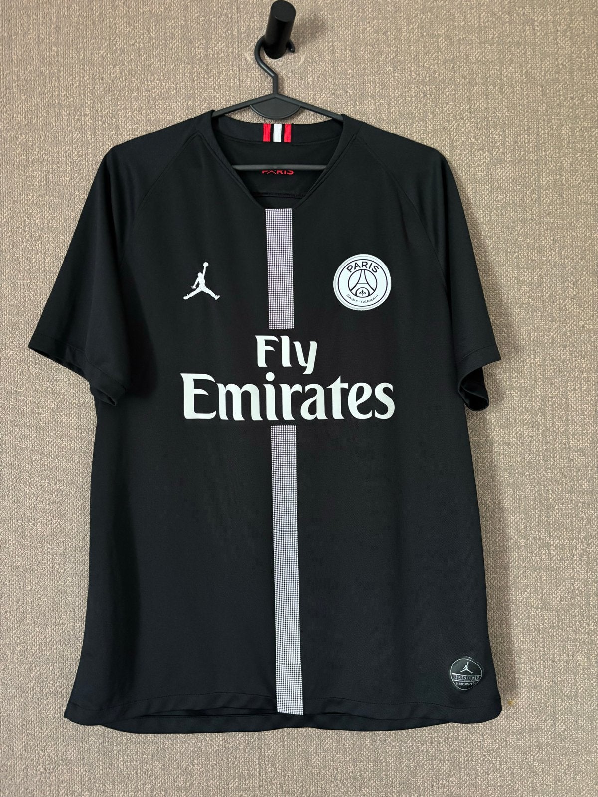 PSG Jordan x Nike Mbappé 7 voetbalshirt maat L, Zwart, Ophalen of Verzenden, Zo goed als nieuw, Maat 42/44 (L)