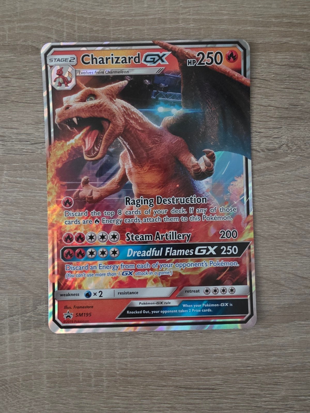 Pokémon Charizard GX SM195 Jumbo, Ophalen of Verzenden, Zo goed als nieuw