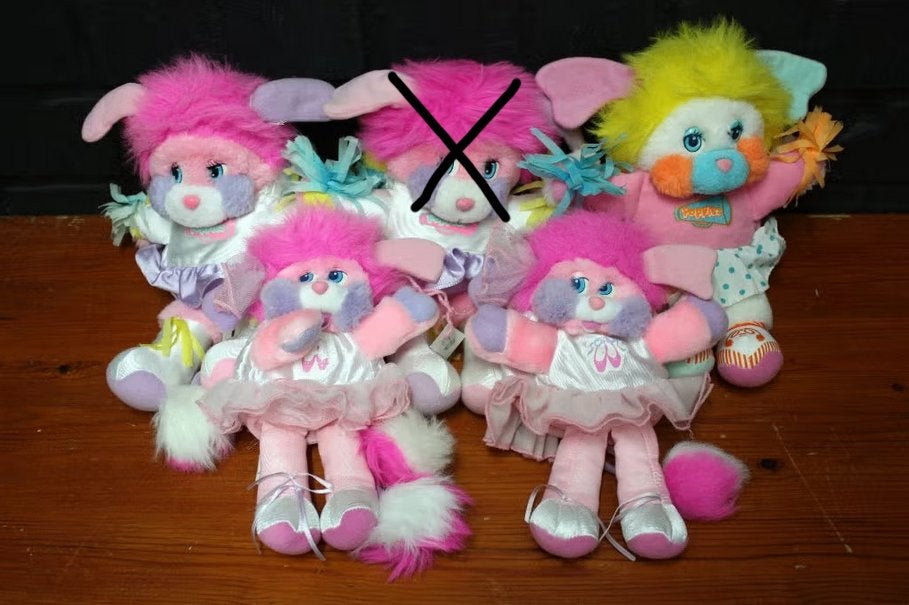 Vintage Popples jaren 80 roze Cheerleader + Ballet knuffel, Gebruikt, Overige merken, Overige typen, Middelgroot (20 tot 80 cm)