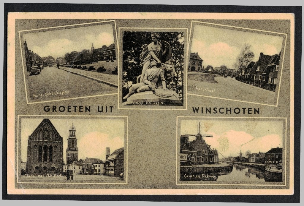Winschoten, Groeten uit. 1952., Ophalen of Verzenden, 1940 tot 1960, Gelopen, Groningen