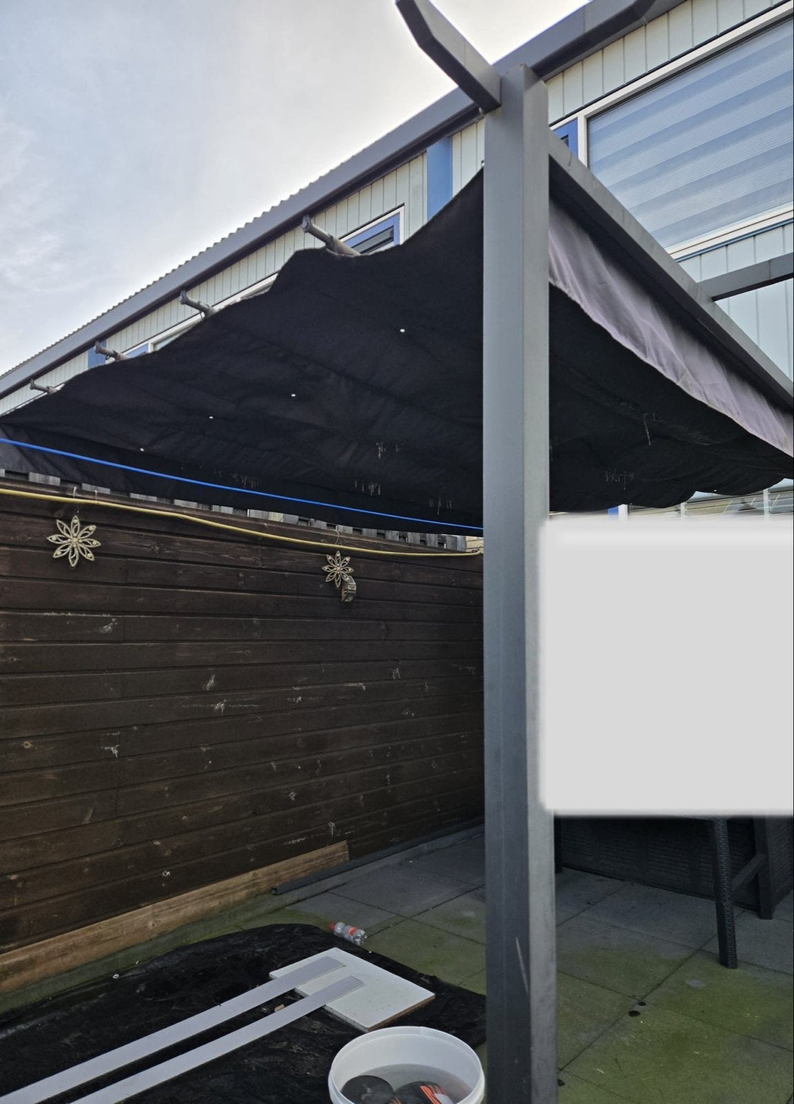 Zonnendekker voor tuin - Zwart doek, Gebruikt, Overige typen, Ophalen of Verzenden, 150 tot 300 cm
