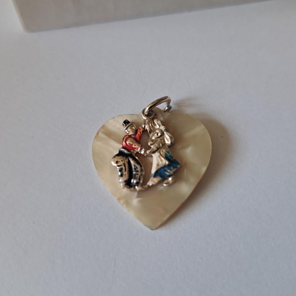 Vintage ketting hanger kunststof hartje, Verzenden, Trollbeads
