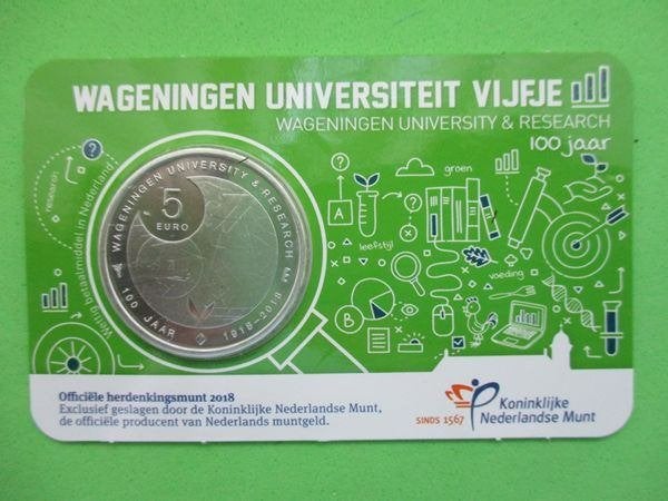 (vaw4085) Coincard 2018 Wageningen universiteit vijfje UNC, Ophalen of Verzenden, Koningin Beatrix, Euro's, Setje