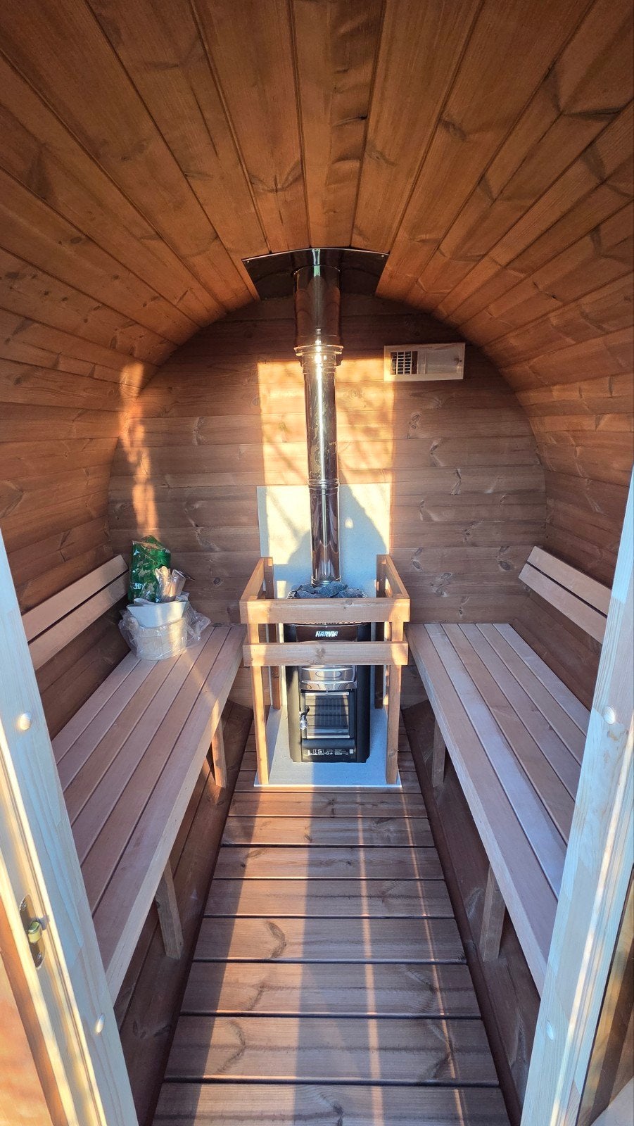 2M Barrel Sauna Gratis Levering en Plaatsing - 10% KORTING, Ophalen of Verzenden, Nieuw, Fins of Traditioneel, Complete sauna