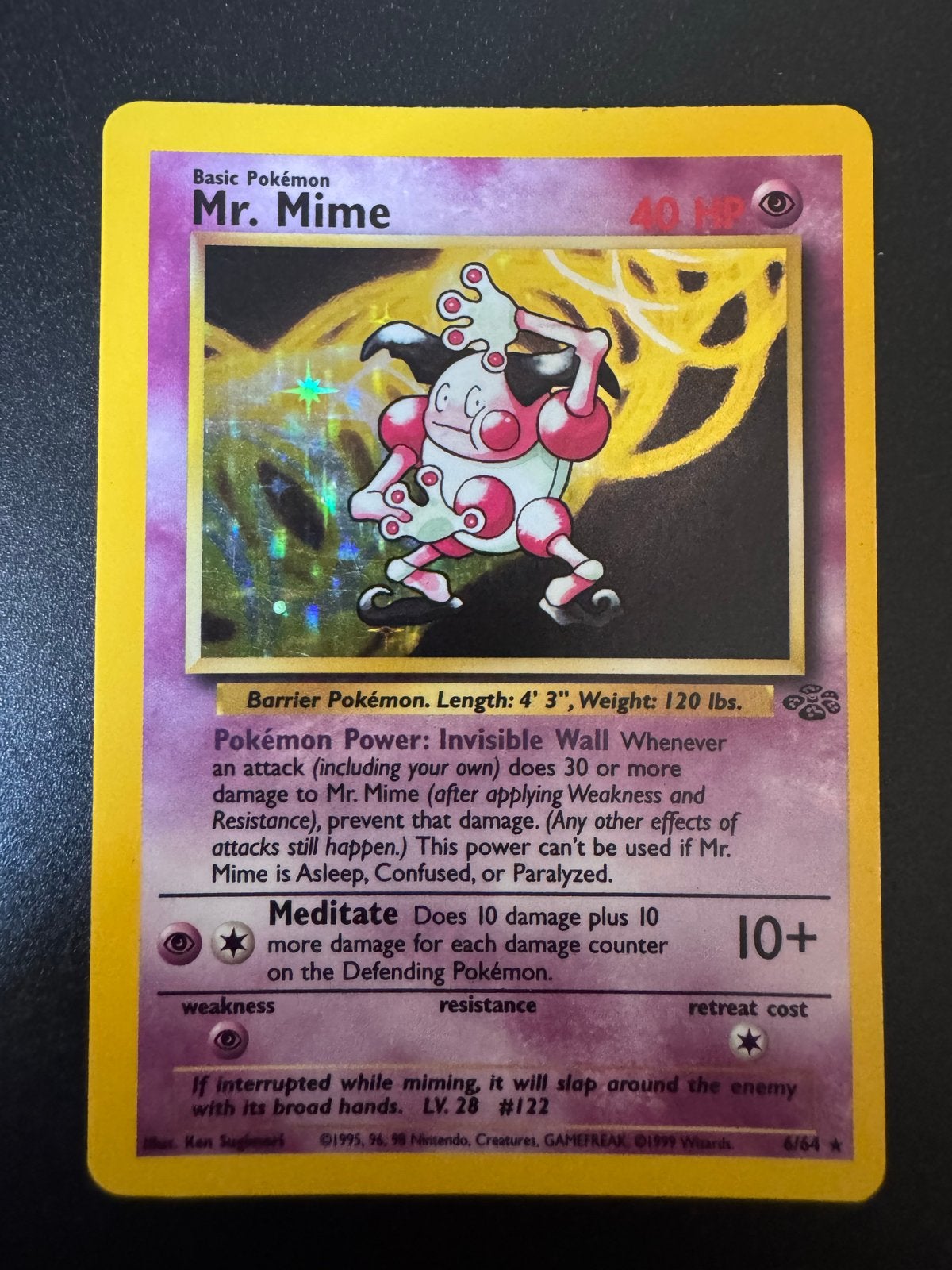 Mr. Mime Pokémon Kaart (Jungle Set, Holo), Hobby en Vrije tijd, Verzamelkaartspellen | Pokémon, Ophalen of Verzenden, Losse kaart