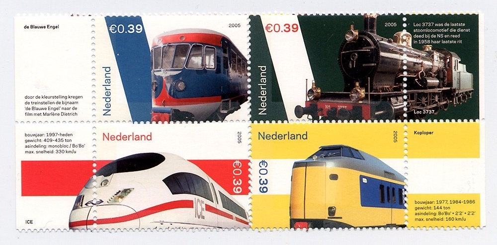 4 Treinen postzegels ~ types - locomotief - loc spoorwegen, Ophalen of Verzenden, Postfris, Treinen