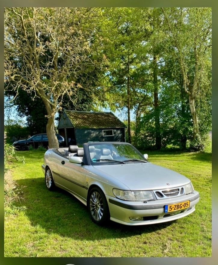 Saab 9-3t cabrio OG uit 2001, Auto's, Dealer onderhouden, Zwart, 4 cilinders, Cabriolet