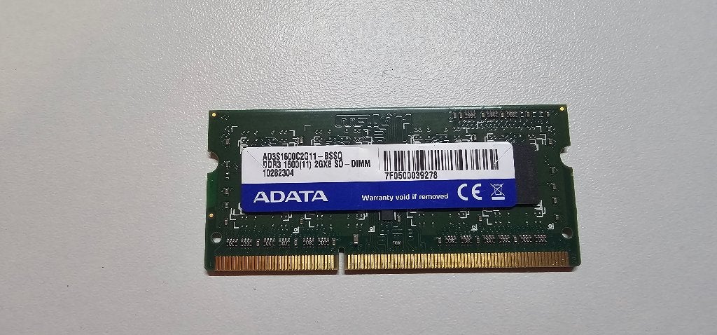 ADATA 2GB DDR3 1600MHz SO-DIMM RAM – PC3-12800, Computers en Software, DDR3, Ophalen of Verzenden, Zo goed als nieuw, 2 GB