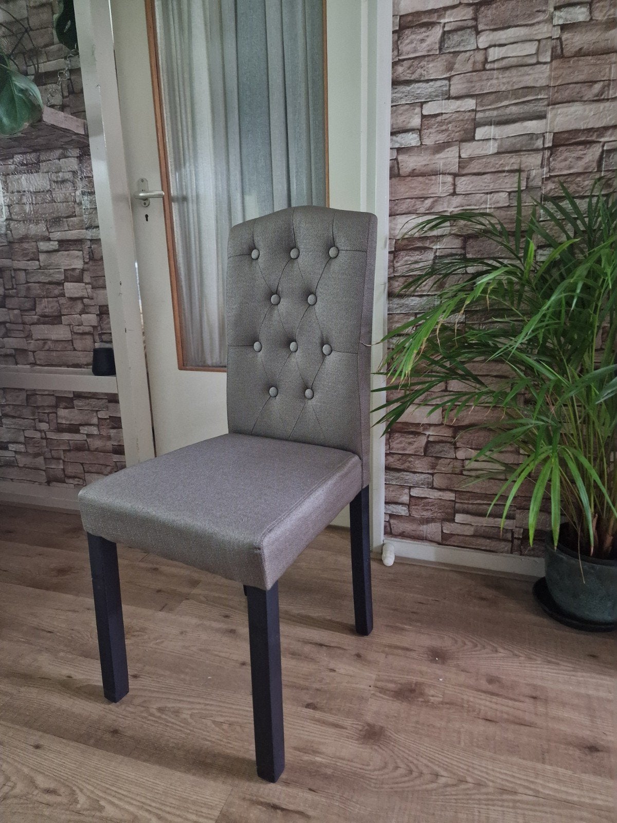 4x set Taupe eetkamerstoelen