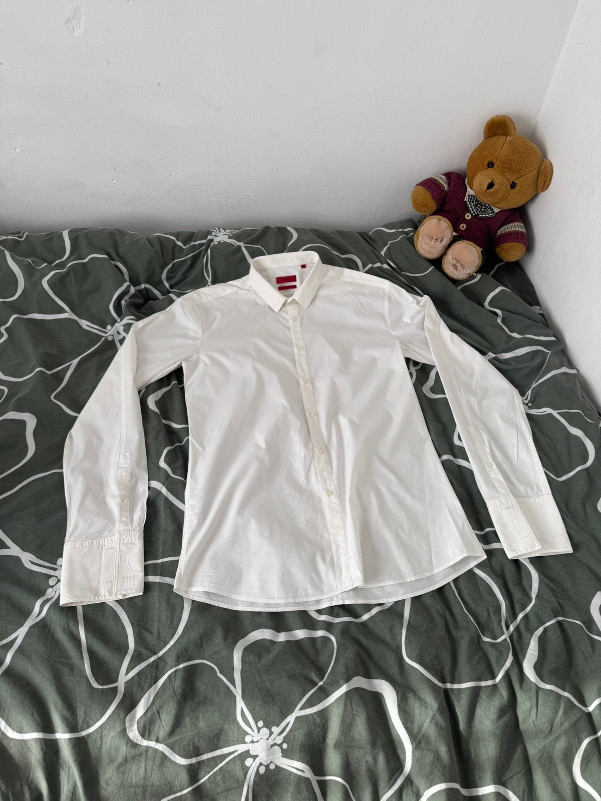 Hugo Boss red label overhemd, Ophalen of Verzenden, Zo goed als nieuw, Wit, Halswijdte 43/44 (XL)