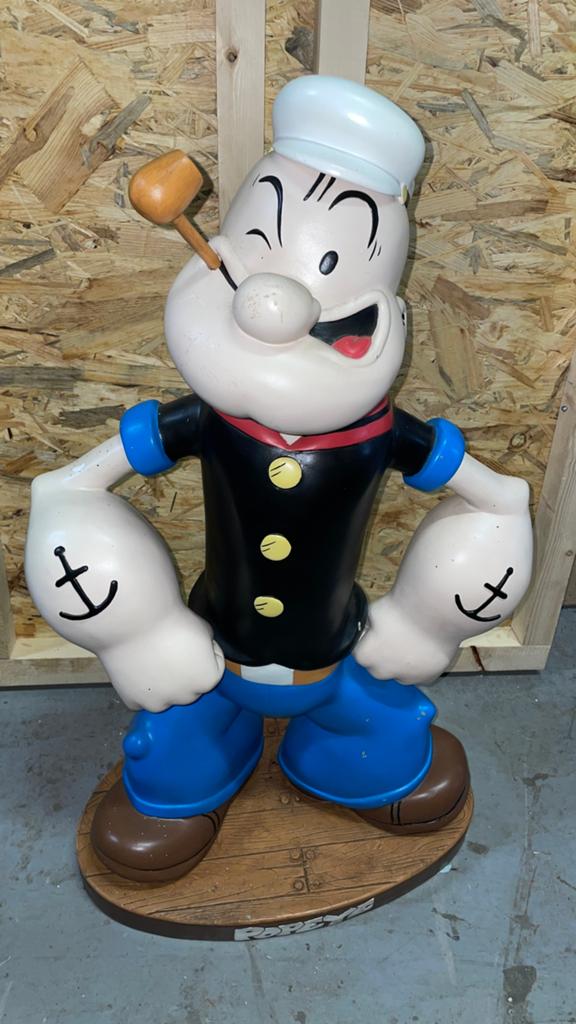 Groot BESCHADIGD uniek polyester Popeye beeld 83 cm, Verzamelen, Ophalen of Verzenden, Gebruikt
