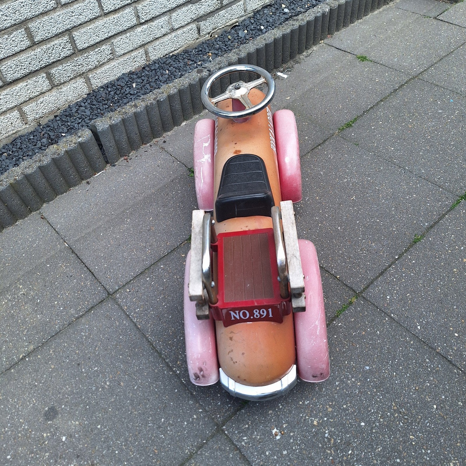 Retro Brandweer Loopauto - Vintage Speelgoed, Ophalen, Gebruikt, Loopvoertuig