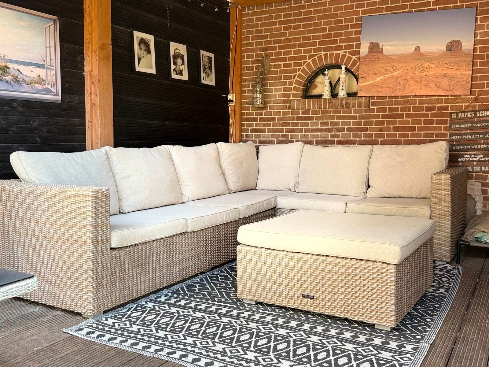 Intenso Furniture Wicker Loungeset met Hocker, Ophalen, Gebruikt, 6 zitplaatsen, Loungeset
