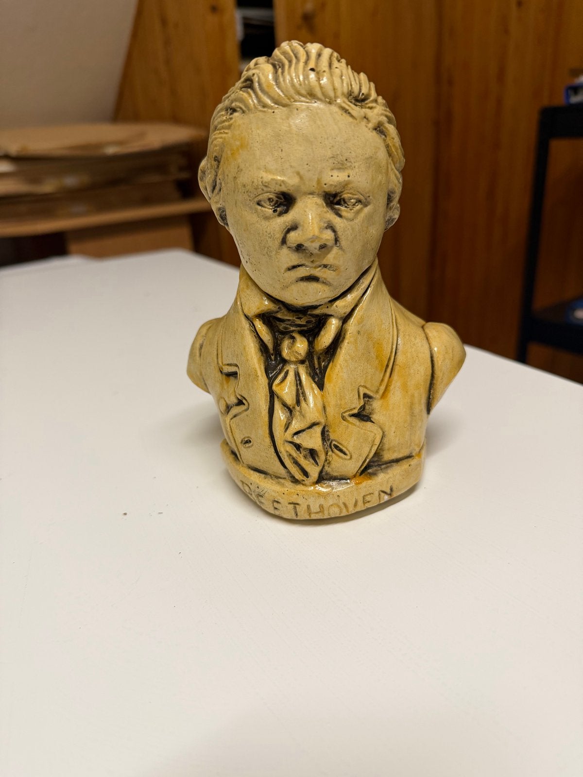 Antiek Beethoven Buste - Keramiek, Antiek en Kunst, Ophalen, Minder dan 20 cm, Buste, Beige