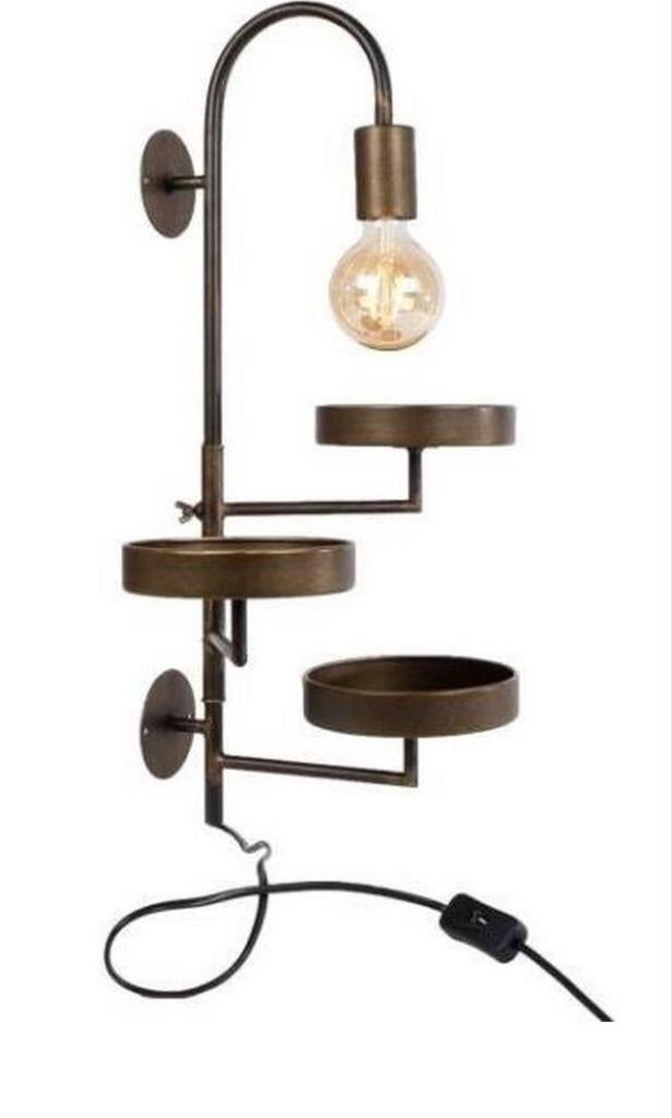Industriële wandlamp met 3 bakjes - alternatief nachtkastje, Huis en Inrichting, Lampen | Wandlampen, Ophalen, Zo goed als nieuw