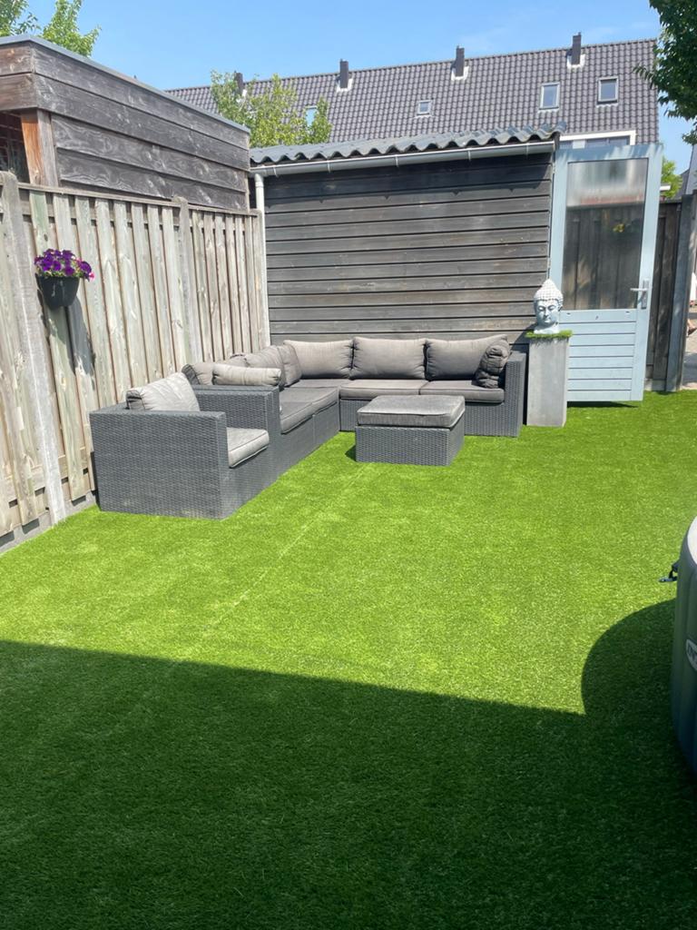 Moet snel weg! Grote Wicker Loungeset 240x240 cm met Kussens, Tuin en Terras, Tuinsets en Loungesets, Gebruikt, Meer dan 8 zitplaatsen