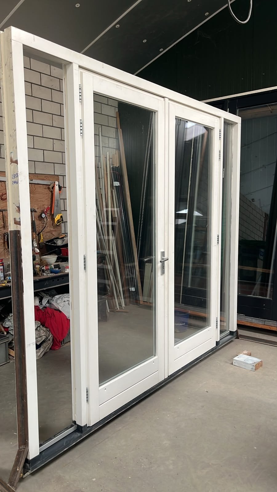 hardhouten kozijn met openslaande deuren 244 hoog 285 breed, Ophalen, Deurkozijn, 225 cm of meer, 225 cm of meer