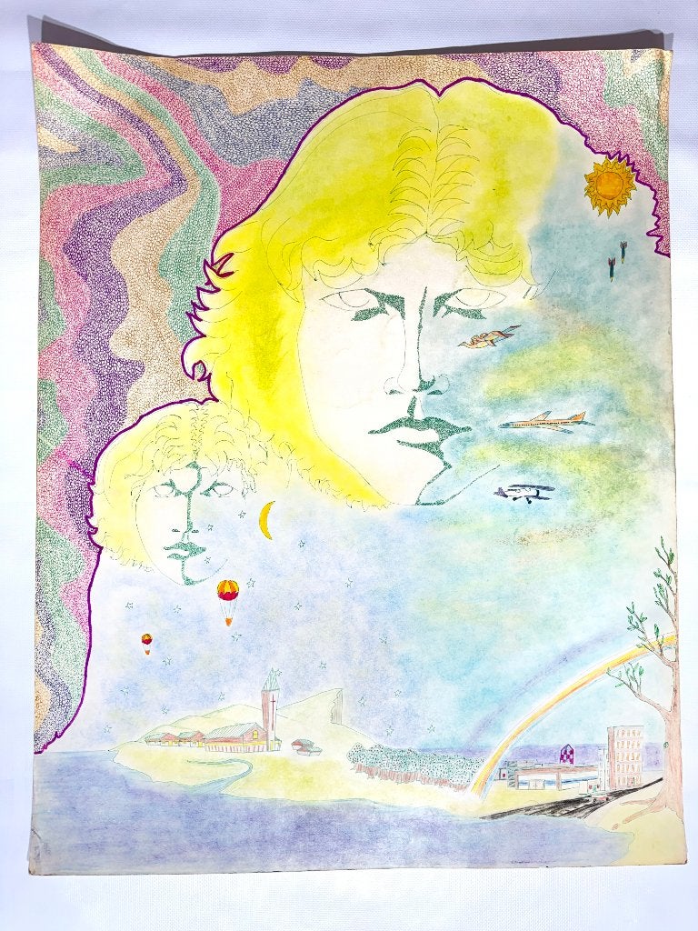 JIM MORRISON ARTWORK !! 1960's Dwight Russ Artwork, Ophalen of Verzenden, Gebruikt, Poster, Artwork of Schilderij