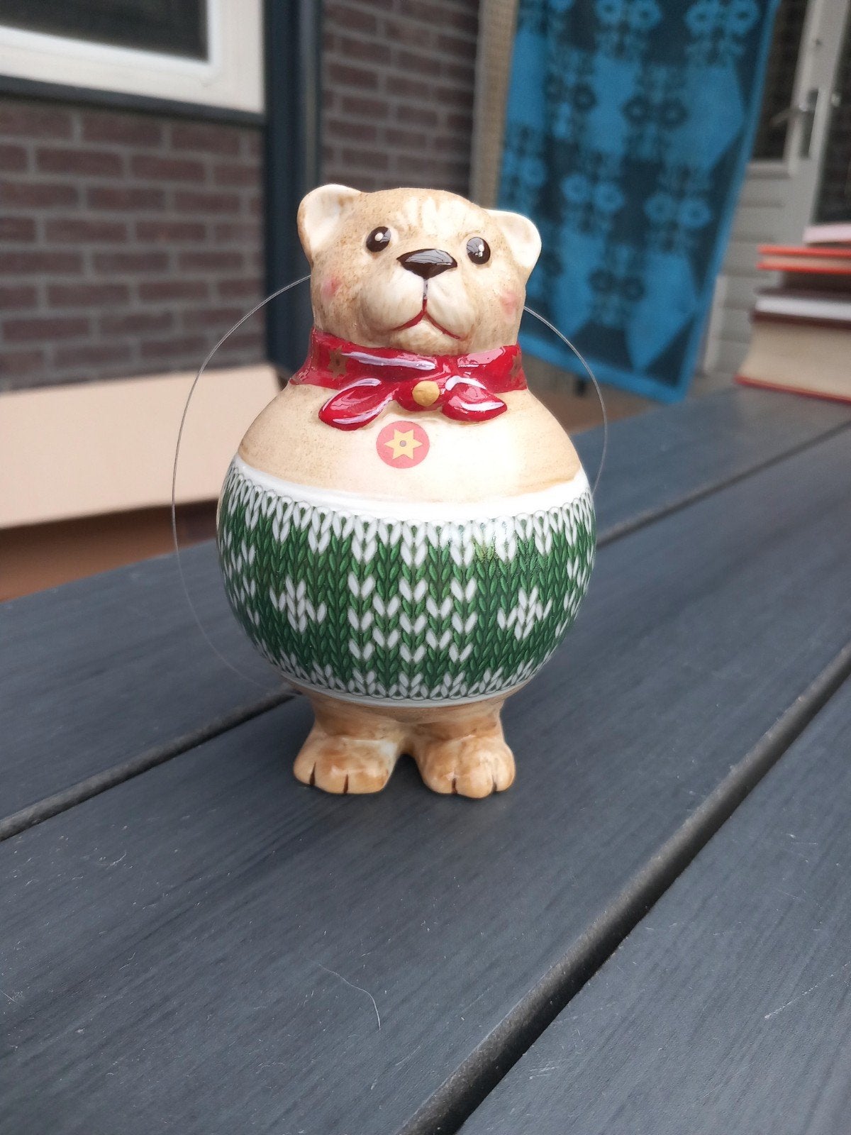 Kerst decoratie beer 11 cm hoog, Ophalen of Verzenden, Zo goed als nieuw