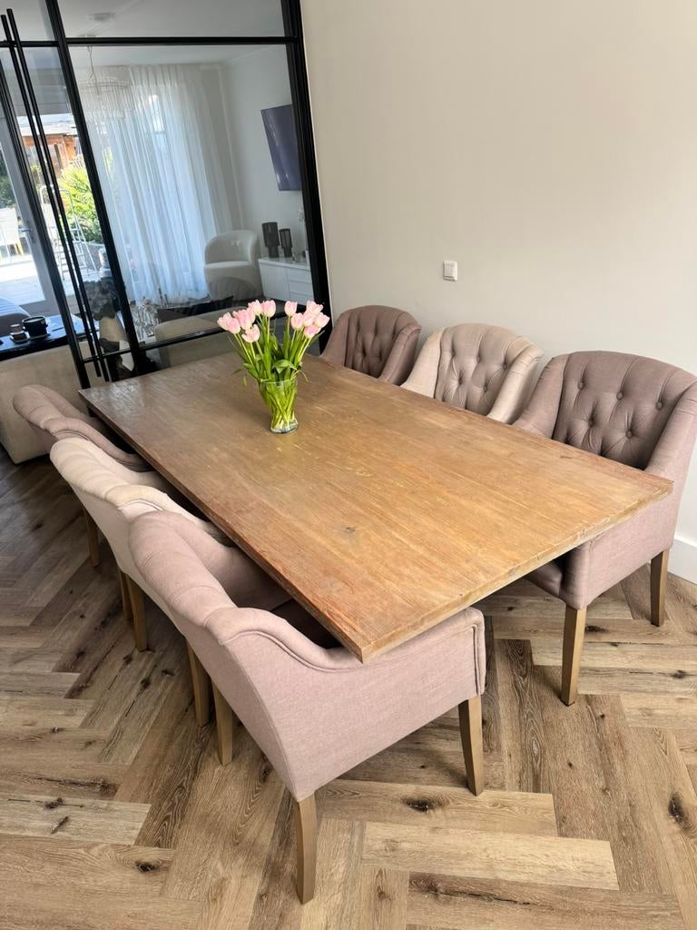 6 luxe twee-kleurige eetkamerstoelen (tafel apart te koop), Huis en Inrichting, Stoelen, Zo goed als nieuw, Vijf, Zes of meer stoelen