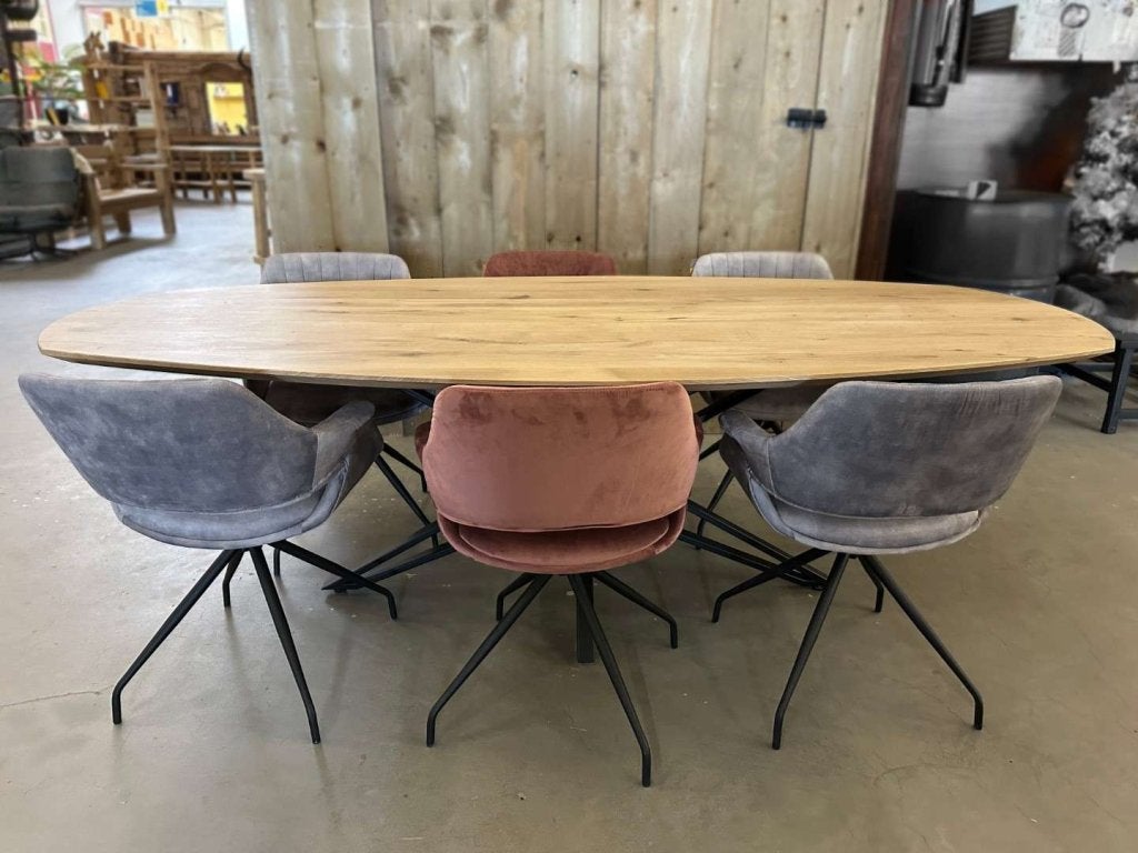 Eettafel ovaal | Massief eiken bladen | Div. modellen, Niet ingevuld, 100 tot 150 cm, Modern, tijdloos, landelijk, Ophalen of Verzenden