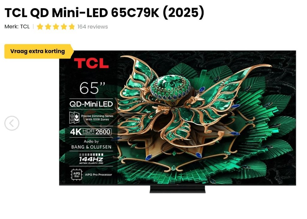 65 Inch QLED MINI LED Android TV 144 HZ, Brightness 2800 NIT